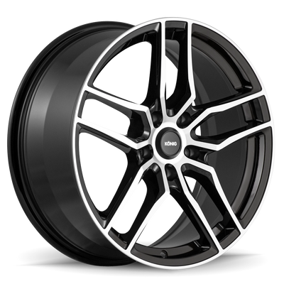 Konig - Intension - Black - Gloss Black / Machine Face - 16" x 7.5", 45 Offset, 5x114.3 (Bolt Pattern), 73.1mm HUB
