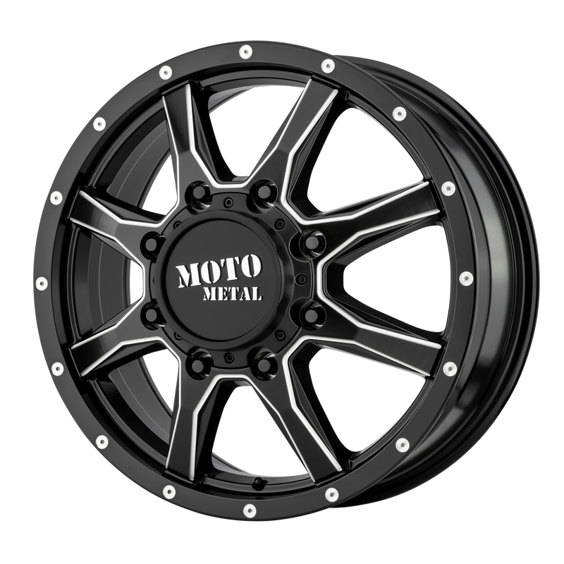 Moto Metal - MO995 - Gunmetal - SATIN BLACK MILLED - FRONT - 17" x 6.5", 111 Offset, 8x165.1 (Bolt Pattern), 125.1mm HUB