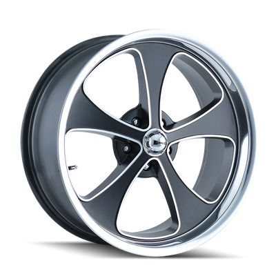 Ridler - 645 - Black - MATTE BLACK/MACHINED FACE/POLISHED LIP - 20" x 8.5", 0 Offset, 5x127 (Bolt Pattern), 83.8mm HUB