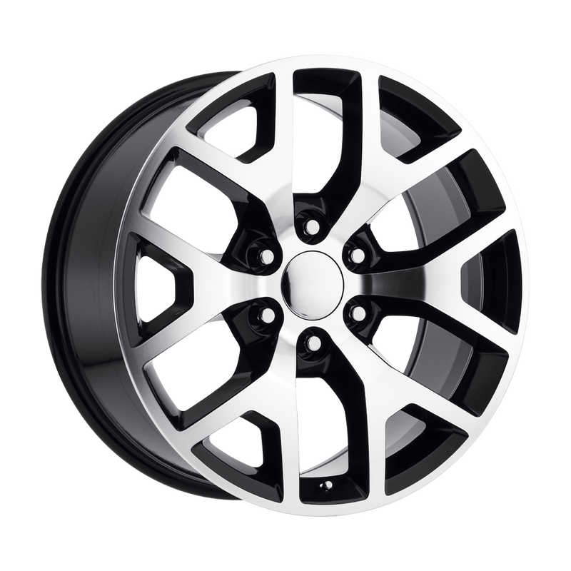 OE Creations - PR169 - Black - GLOSS BLACK WITH MACHINED SPOKES - 22" x 9", 28 Offset, 6x139.7 (Bolt Pattern), 78.1mm HUB