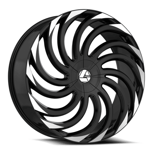 Azara - AZA-534 - Black - Gloss Black Machined - 22" x 8.5", 38 Offset, 5x114.3/120 (Bolt pattern), 74.1mm HUB