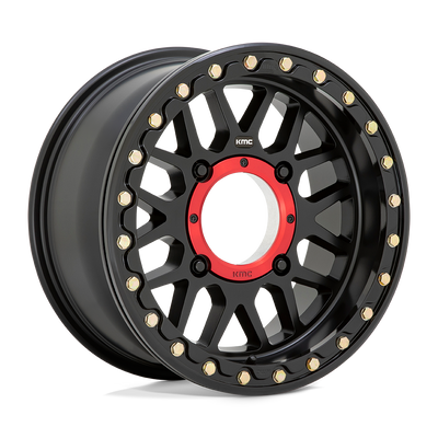 KMC Powersports - KS235 GRENADE BEADLOCK - Black - SATIN BLACK - 14" x 7", 10 Offset, 4x156 (Bolt Pattern), 132mm HUB
