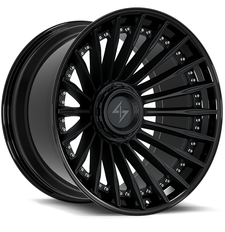 Sentali - BFX1 - Black - Gloss Black Lip / Matte Black Centre - 24" x 12", -44 Offset, 6x135/139.7 (Bolt pattern), 106.10mm HUB