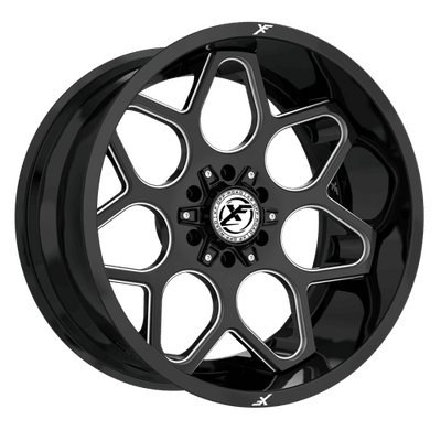 XF Off-Road - XF-233 - Black - Gloss Black Milled - 20" x 9", 12 Offset, 6x135/139.7 (Bolt pattern), 106.4mm HUB