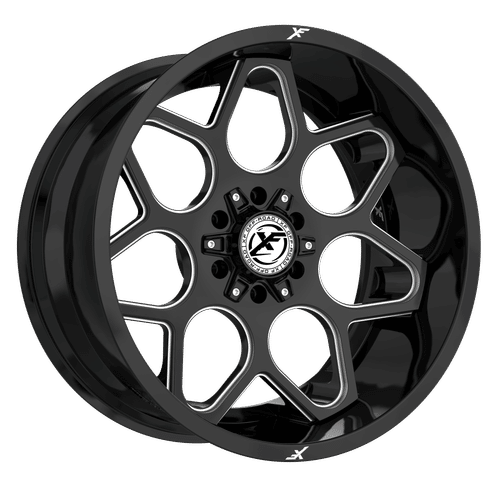 XF Off-Road - XF-233 - Black - Gloss Black Milled - 20" x 9", 12 Offset, 6x135/139.7 (Bolt pattern), 106.4mm HUB