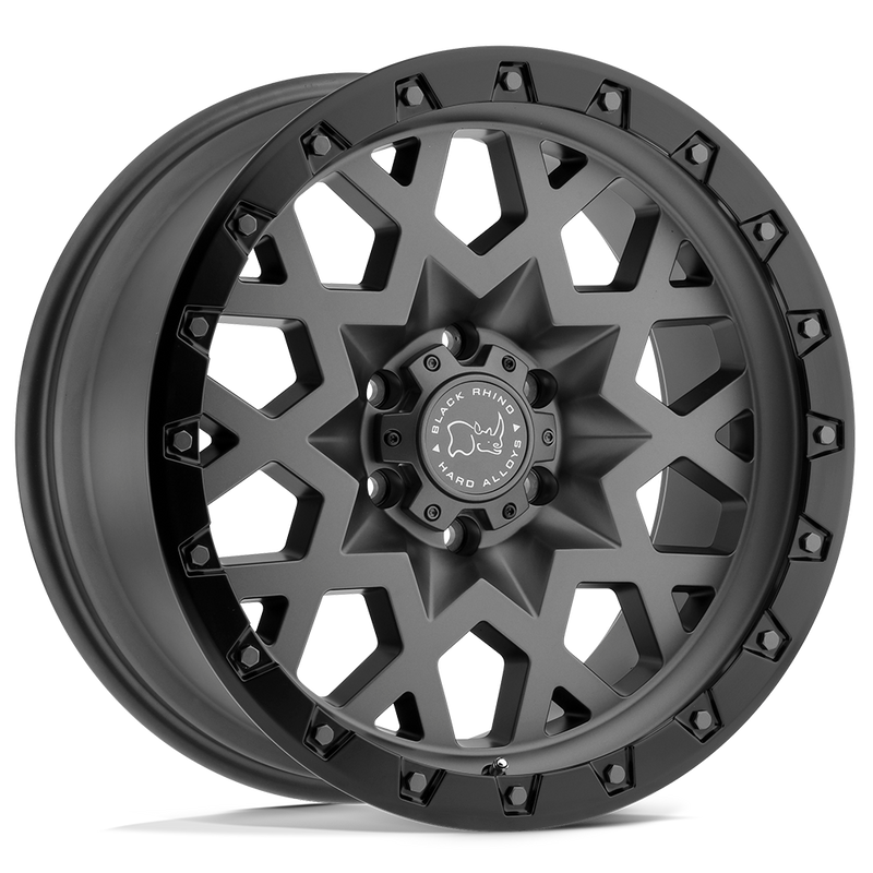 Black Rhino - SPROCKET - Gunmetal - Matte Gunmetal with Black Ring - 18" x 9.5", 0 Offset, 5x139.7 (Bolt Pattern), 78.1mm HUB