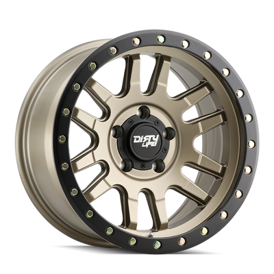 Dirty Life - CANYON PRO - Gold - SATIN GOLD/BLACK LIP - 17" x 9", 0 Offset, 5x150 (Bolt Pattern), 110mm HUB