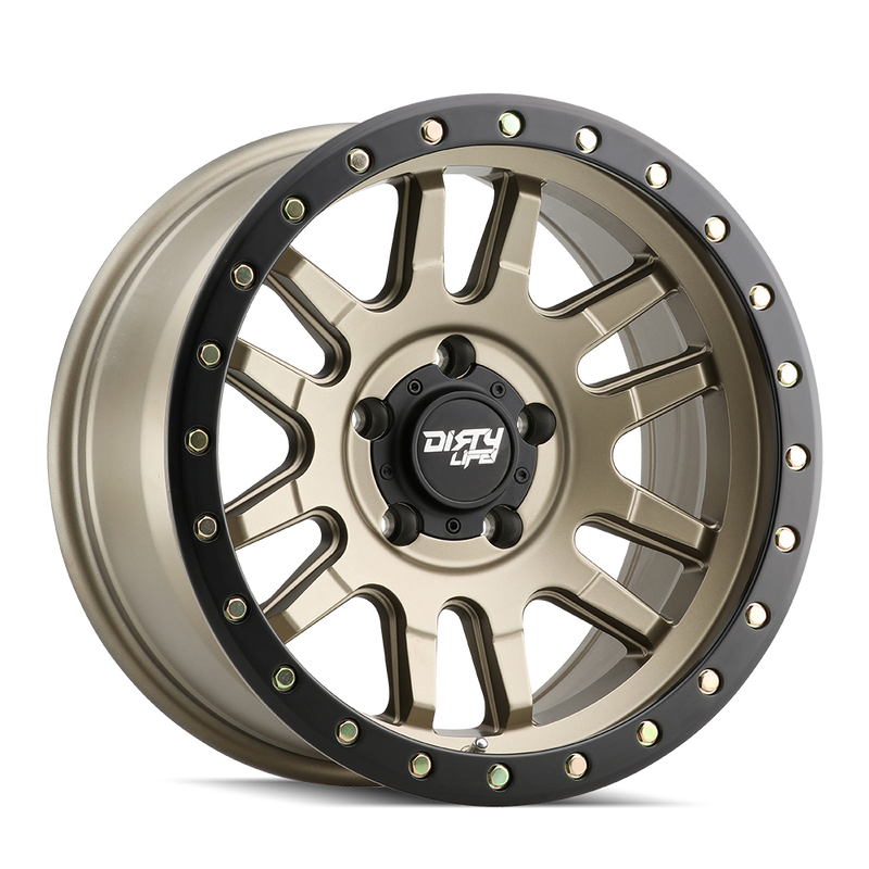 Dirty Life - CANYON PRO - Gold - SATIN GOLD/BLACK LIP - 17" x 9", 0 Offset, 5x150 (Bolt Pattern), 110mm HUB