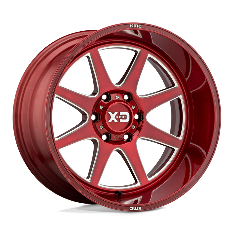 XD Series - XD844 PIKE - BRUSHED RED WITH MILLED ACCENT - 20" x 12", -44 Offset, 6x139.7 (Bolt Pattern), 106.1mm HUB