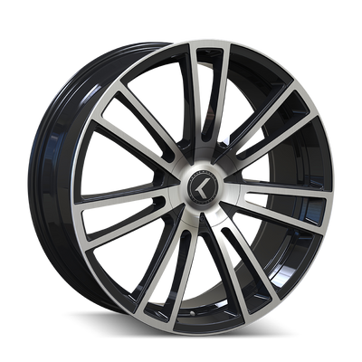 Kraze Wheels - SPECTRA - Black - GLOSS BLACK/MACHINED - 20" x 8.5", 38 Offset, 5x108/114.3 (Bolt Pattern), 72.6mm HUB