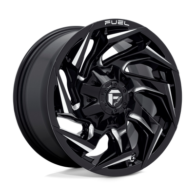Fuel - D753 REACTION - Black - GLOSS BLACK MILLED - 20" x 10", -18 Offset, 8x180 (Bolt Pattern), 124.2mm HUB