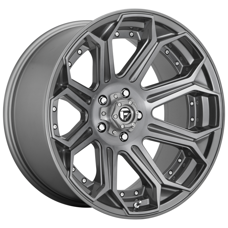 Fuel - D705 SIEGE - Gunmetal - BRUSHED GUN METAL TINTED CLEAR - 24" x 12", -44 Offset, 8x165.1 (Bolt Pattern), 125.1mm HUB