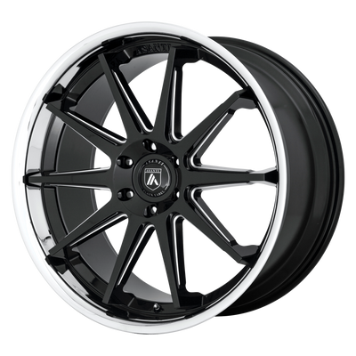 Asanti Black - ABL-29 EMPEROR - Black - GLOSS BLACK MILLED WITH CHROME LIP - 24" x 10", 3 Offset, 6x135 (Bolt Pattern), 87.1mm HUB