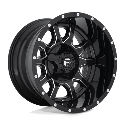 Fuel - D627 VANDAL - Black - GLOSS BLACK MILLED - 20" x 12", -43 Offset, 8x180 (Bolt Pattern), 124.2mm HUB