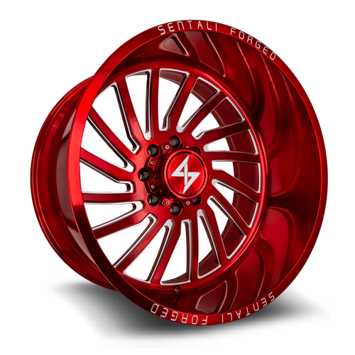 Sentali - Forged SF-1 - Red Milled - 28" x 16", -99 Offset, 5x139.7 (Bolt pattern), 77.8mm HUB