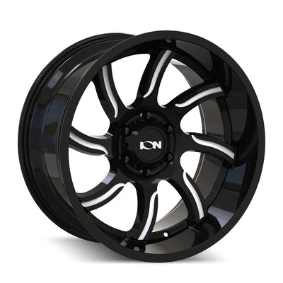 Ion Alloy - 151 - Black - GLOSS BLACK/MILLED - 20" x 9", 0 Offset, 6x139.7 (Bolt Pattern), 106mm HUB