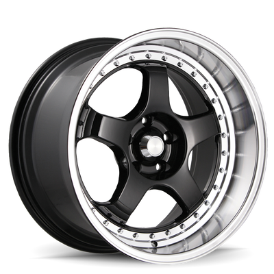 Konig - SSM - Black - Gloss Black With Machined Lip - 18" x 8", 45 Offset, 5x114.3 (Bolt Pattern), 73.1mm HUB
