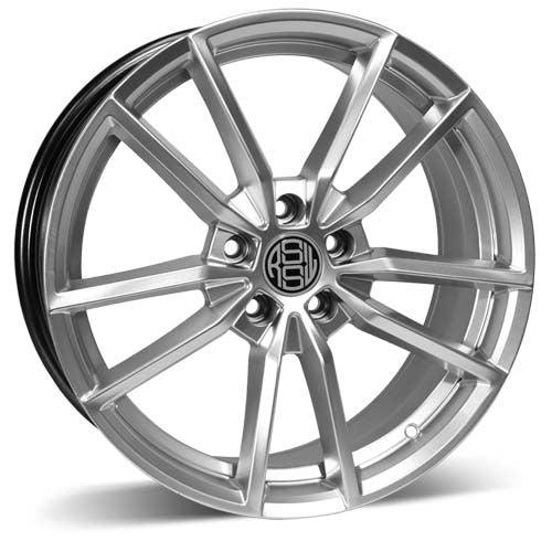RSSW - Grid - Silver - Hyper Silver - 18" x 8", 40 Offset, 5x112 (Bolt Pattern), 66.6mm HUB