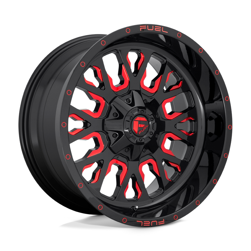 Fuel - D612 STROKE - Black - GLOSS BLACK RED TINTED CLEAR - 18" x 9", -12 Offset, 8x165.1 (Bolt Pattern), 125.1mm HUB