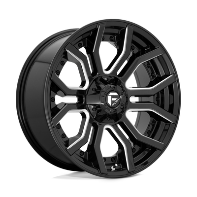 Fuel - D711 RAGE - Black - GLOSS BLACK MILLED - 24" x 12", -44 Offset, 8x180 (Bolt Pattern), 124.2mm HUB