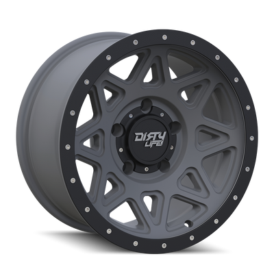 Dirty Life - THEORY - Gunmetal - MATTE GUNMETAL WITH MATTE BLACK LIP - 20" x 9", 0 Offset, 6x135 (Bolt Pattern), 87.1mm HUB
