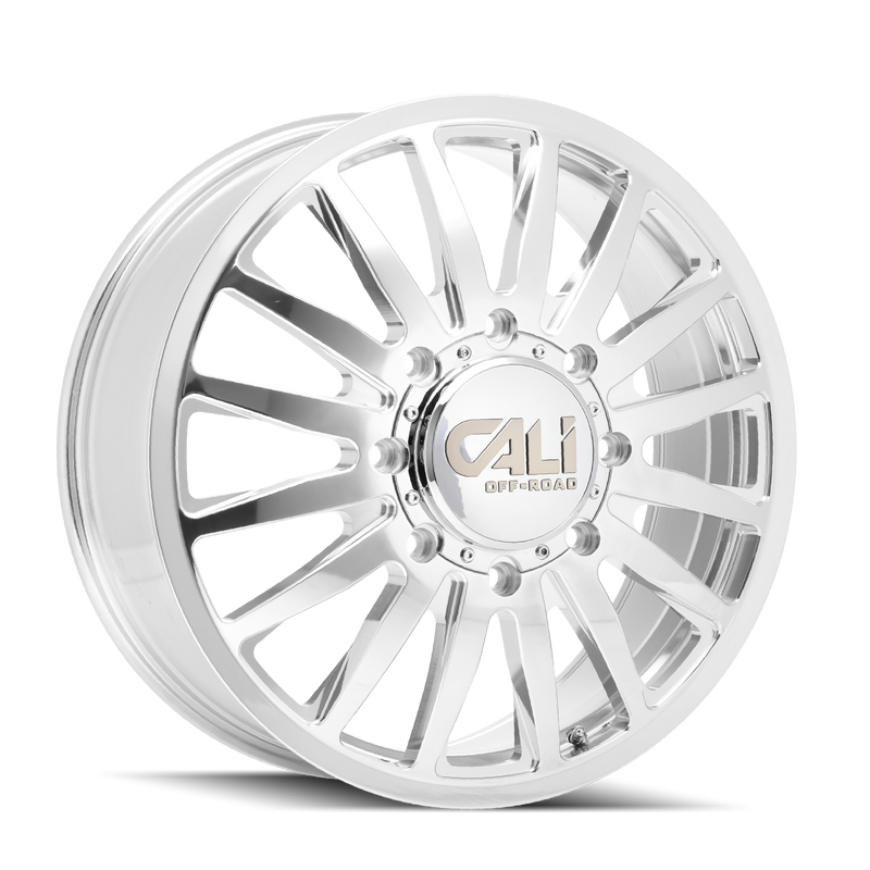 Cali Off-Road - SUMMIT DUALLY - Chrome - POLISHED/MILLED SPOKES - 22" x 8.25", 115 Offset, 8x165.1 (Bolt Pattern), 121.3mm HUB