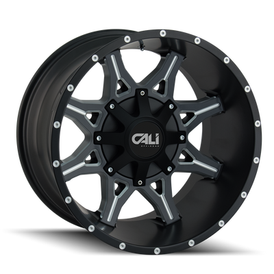 Cali Off-Road - OBNOXIOUS - Black - SATIN BLACK/MILLED SPOKES - 20" x 9", 18 Offset, 8x180 (Bolt Pattern), 124.1mm HUB