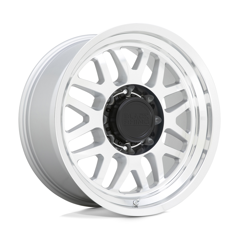 Black Rhino - DELTA - Silver - GLOSS SILVER WITH MIRROR FACE & LIP - 20" x 9.5", -18 Offset, 8x165.1 (Bolt Pattern), 125.1mm HUB