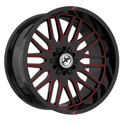 XF Off-Road - XF-240 - Black - Black Milled Red - 20" x 9", 0 Offset, 5x127/139.7 (Bolt pattern), 78.10mm HUB