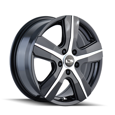 Ion Alloy - 101 - Black - BLACK/MACHINED FACE - 16" x 6.5", 50 Offset, 5x108 (Bolt Pattern), 63.4mm HUB