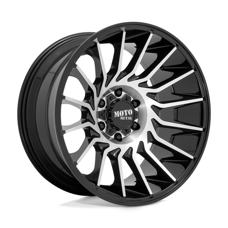 Moto Metal - MO807 - Black - GLOSS BLACK MACHINED - 22" x 12", -44 Offset, 6x139.7 (Bolt Pattern), 106.1mm HUB