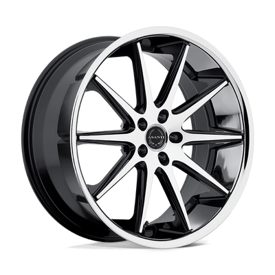 Asanti Black - ABL-4 CAPELLA - Black - MACHINED FACE SS LIP - 20" x 10", 35 Offset, 5x120 (Bolt Pattern), 74.1mm HUB