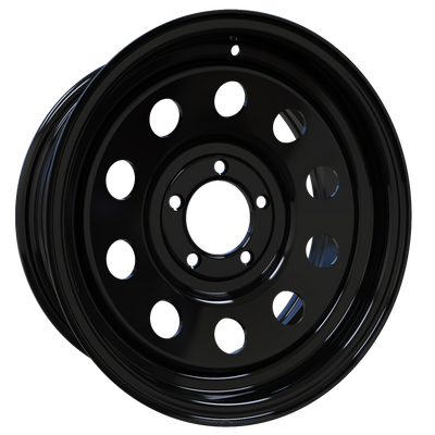 Envy Wheels - TRAILER STEEL MODULAR - Black - GLOSS BLACK - 15" x 6", 0 Offset, 5x114.3 (Bolt Pattern), 84mm HUB