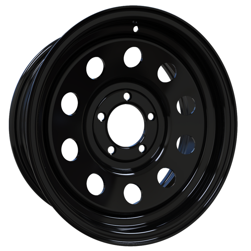 Envy Wheels - TRAILER STEEL MODULAR - Black - GLOSS BLACK - 15" x 6", 0 Offset, 5x114.3 (Bolt Pattern), 84mm HUB