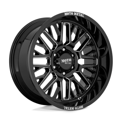 Moto Metal - MO802 - Black - GLOSS BLACK MILLED - 22" x 10", -18 Offset, 6x139.7 (Bolt Pattern), 106.1mm HUB