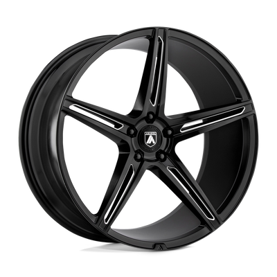 Asanti Black - ABL-22 ALPHA 5 - Black - GLOSS BLACK MILLED - 20" x 10.5", 38 Offset, 5x114.3 (Bolt Pattern), 72.6mm HUB