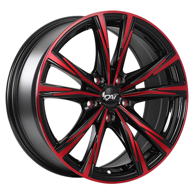 Dai Alloys - ORACLE - Black - Gloss Black - Machined Face - Red Face - 16" x 7", 40 Offset, 5x114.3 (Bolt Pattern), 67.1mm HUB