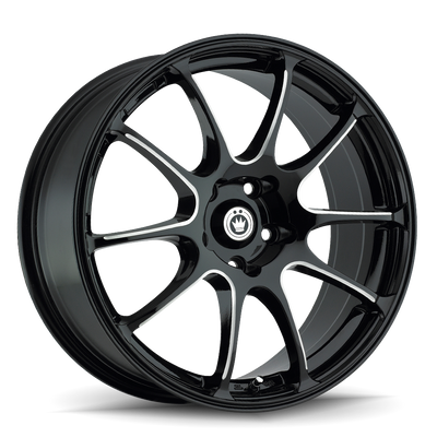 Konig - Illusion - Black - Black/Ball Cut Machine - 15" x 6.5", 38 Offset, 4x100 (Bolt Pattern), 73.1mm HUB
