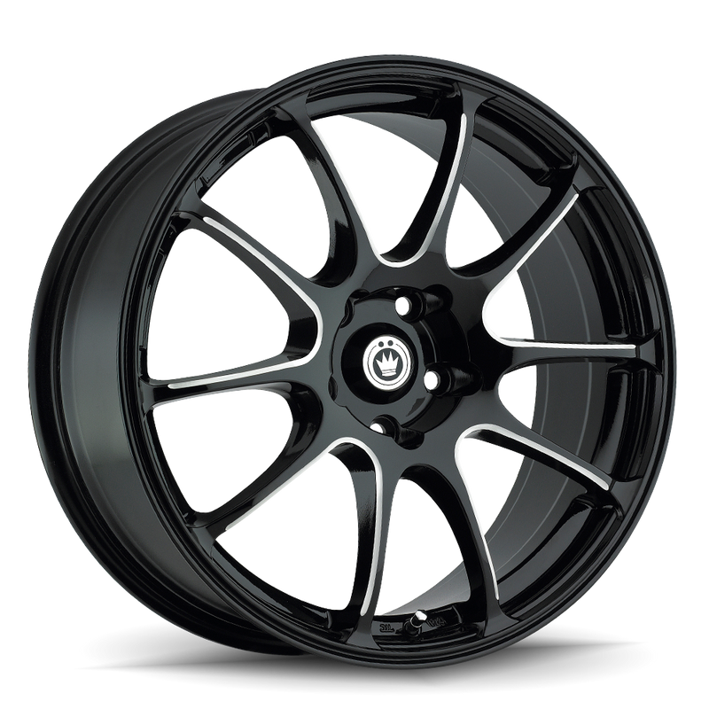 Konig - Illusion - Black - Black/Ball Cut Machine - 15" x 6.5", 38 Offset, 4x100 (Bolt Pattern), 73.1mm HUB