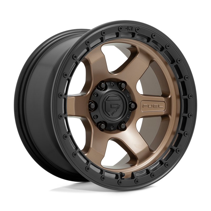 Fuel - D751 BLOCK - Bronze - MATTE BRONZE WITH BLACK RING - 17" x 9", 1 Offset, 5x127 (Bolt Pattern), 71.5mm HUB