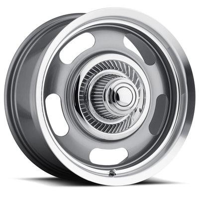 Vision Wheel American Muscle - 55 RALLY - Gunmetal - Gunmetal Machined Lip - 18" x 9.5", 0 Offset, 5x114.3/120.65 (Bolt Pattern), 83mm HUB