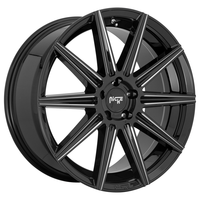 Niche - M243 TIFOSI - Black - GLOSS BLACK MILLED - 20" x 9", 38 Offset, 5x112 (Bolt Pattern), 66.56mm HUB