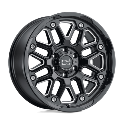 Black Rhino - HOLLISTER - Black - Gloss Black with Milled Spokes - 17" x 9.5", 12 Offset, 6x120 (Bolt Pattern), 67.1mm HUB