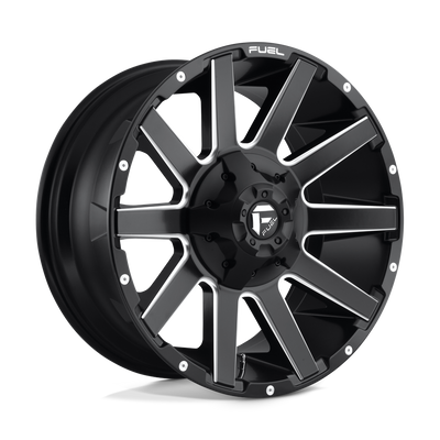 Fuel - D616 CONTRA - Black - MATTE BLACK MILLED - 20" x 9", 20 Offset, 8x180 (Bolt Pattern), 124.2mm HUB