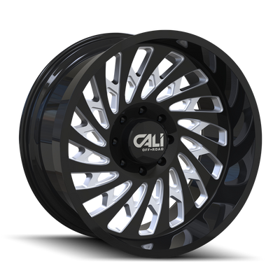 Cali Off-Road - SWITCHBACK - Black - GLOSS BLACK/MILLED - 22" x 12", -51 Offset, 8x165.1 (Bolt Pattern), 130.8mm HUB