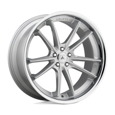 Asanti Black - ABL-23 SIGMA - Silver - BRUSHED SILVER CHROME LIP - 20" x 10.5", 38 Offset, 5x114.3 (Bolt Pattern), 72.6mm HUB
