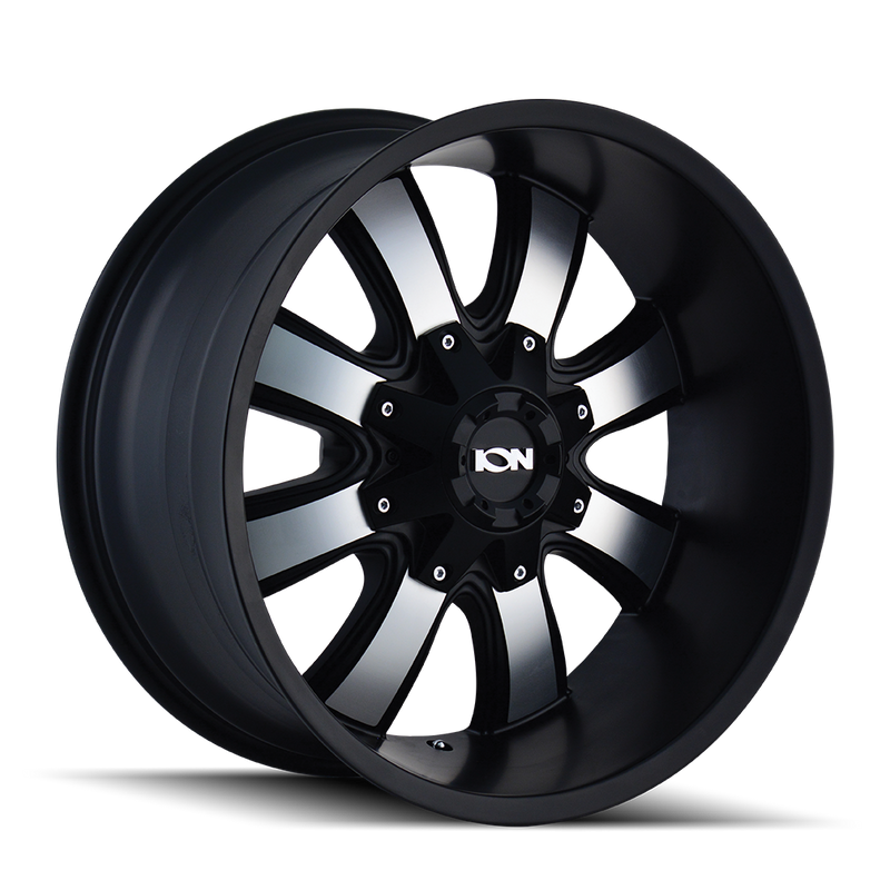 Ion Alloy - 189 - Black - SATIN BLACK/MACHINED FACE - 18" x 9", -12 Offset, 5x139.7/150 (Bolt Pattern), 110mm HUB