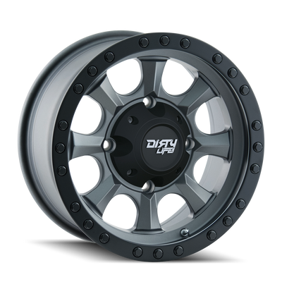 Dirty Life - IRONMAN - Gunmetal - MATTE GUNMETAL/BLACK BEADLOCK - 15" x 7", 13 Offset, 4x156 (Bolt Pattern), 115.1mm HUB