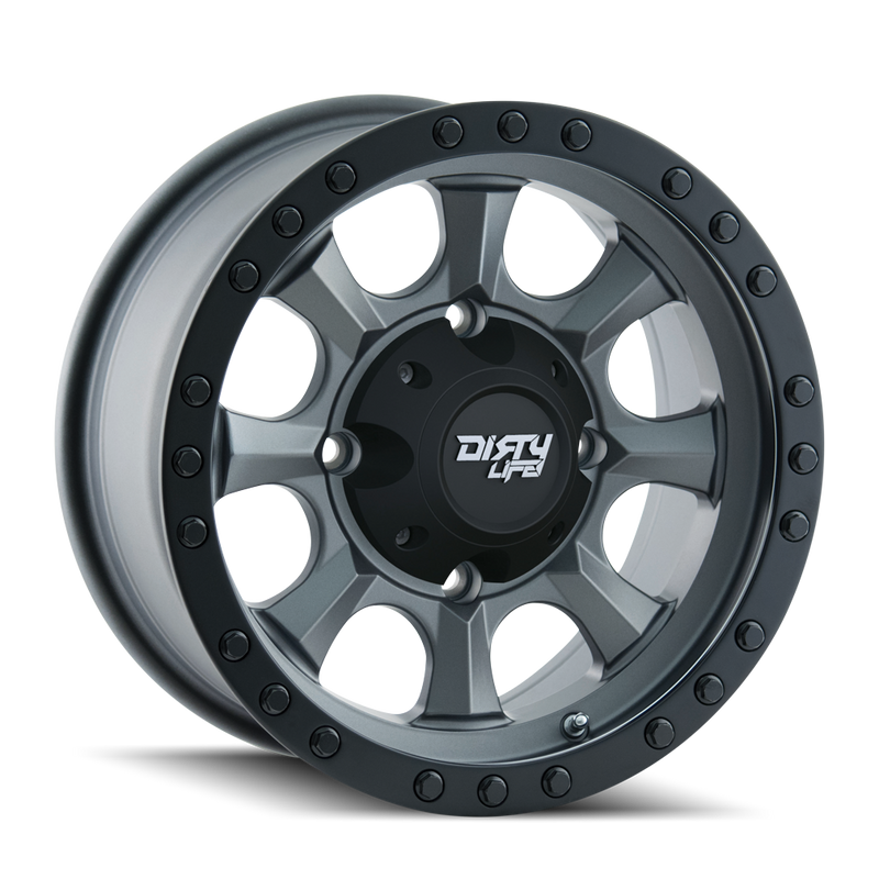 Dirty Life - IRONMAN - Gunmetal - MATTE GUNMETAL/BLACK BEADLOCK - 15" x 7", 13 Offset, 4x156 (Bolt Pattern), 115.1mm HUB