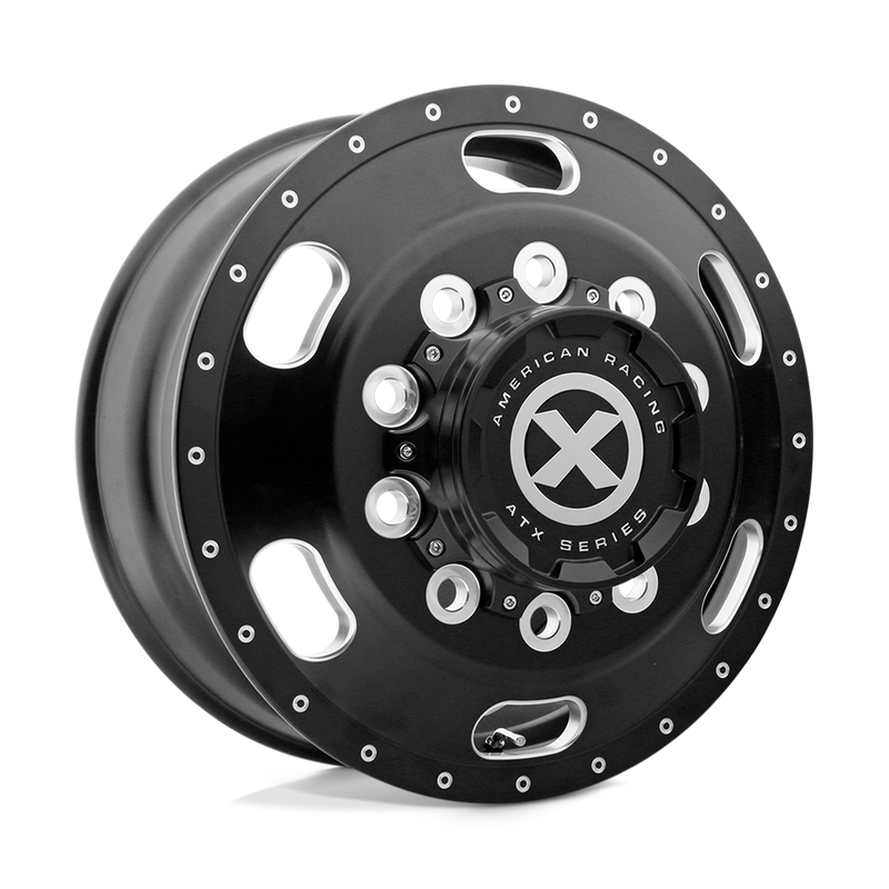 ATX - AO402 INDY - Black - SATIN BLACK MILLED - 22.5" x 8.25", 145 Offset, 10x285.75 (Bolt Pattern), 220.1mm HUB